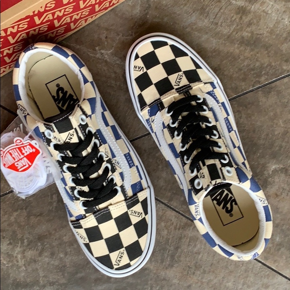 ••VANS OLD SKOOL BIG CHECK black/navy WMNS - Picture 13 of 16
